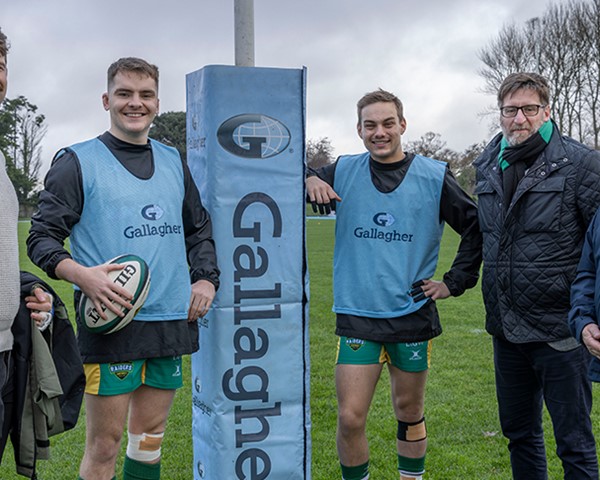 Gallagher gets between the posts with the Guernsey Raiders and announces new support for the team