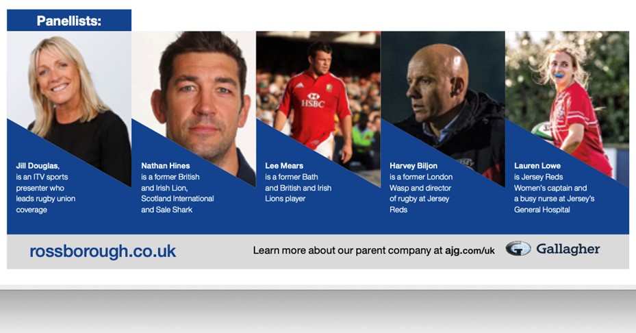 WATCH OUR RUGBY WEBINAR, HOSTED BY ITV's JILL DOUGLAS