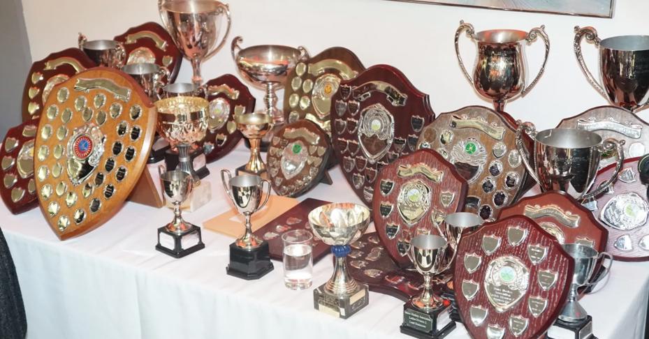 Rossborough celebrates winners at the Manx Hockey Association End of Season Dinner